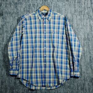 Ralph Lauren 'Classic Fit' Mens L Yellow Blue Tartan Plaid Button-Down Shirt